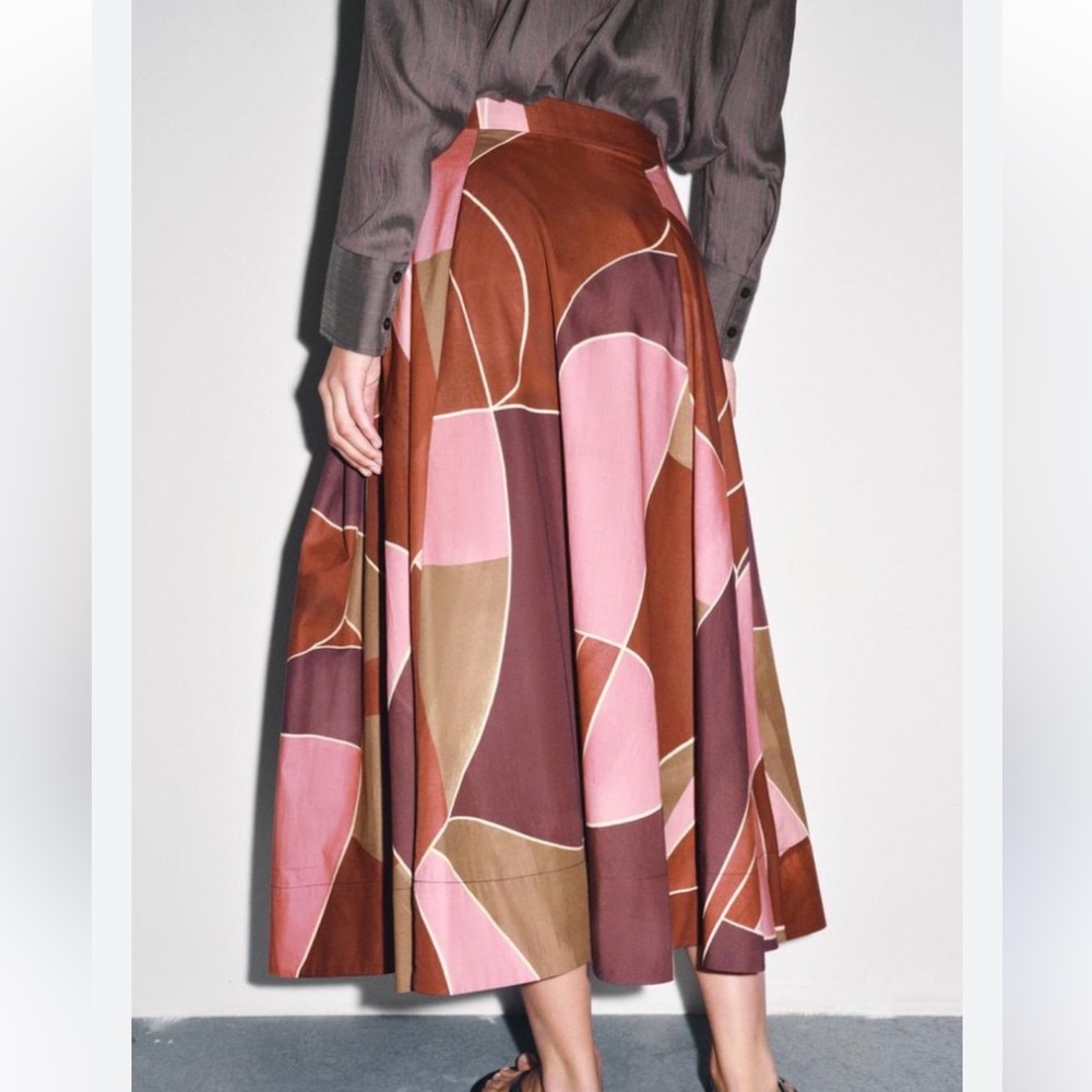 Zara NWT printed midi skirt ZW Collection 2183/048 - Picture 2 of 8